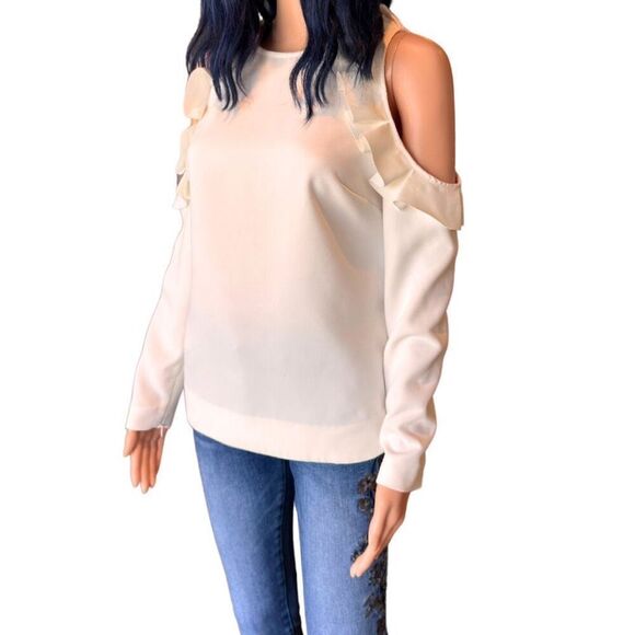 NWT Ted Baker Steffe Ivory Ruffle Cold Shoulder Top - Picture 6 of 9